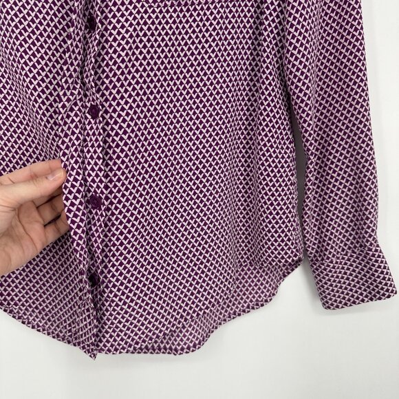 Equipment Femme Lynn‎ Plum Purple Geometric Print Silk Blouse Size Small - Picture 6 of 11